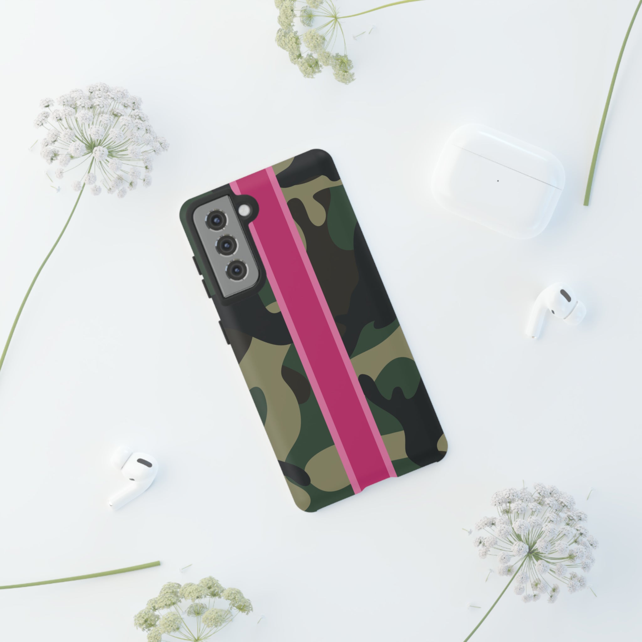 Camo Pink Stripe Tough Cell Phone Cases