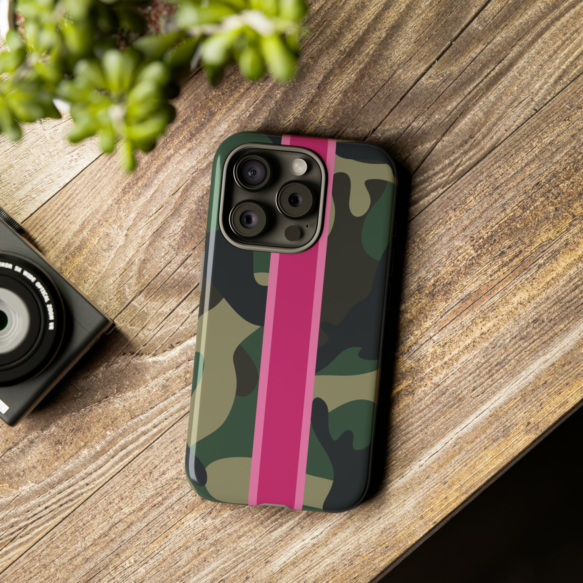 Camo Pink Stripe Tough Cell Phone Cases