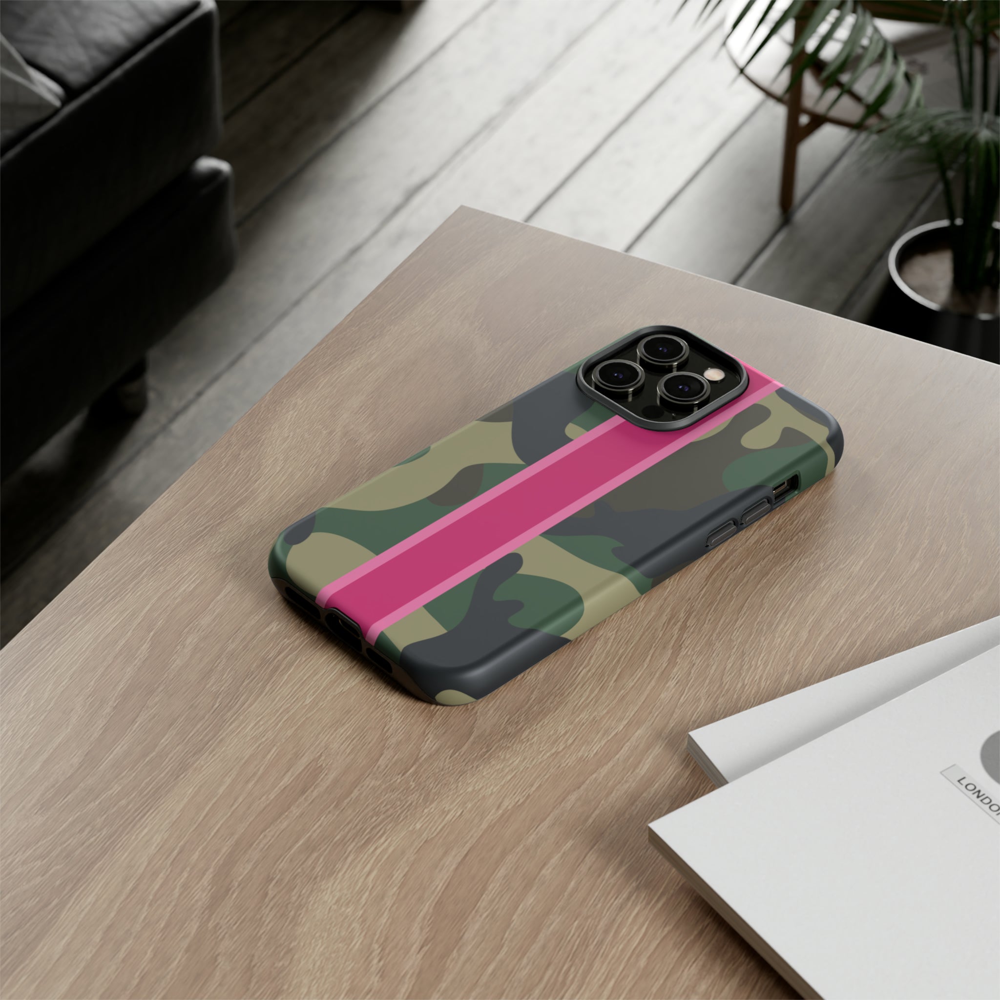 Camo Pink Stripe Tough Cell Phone Cases