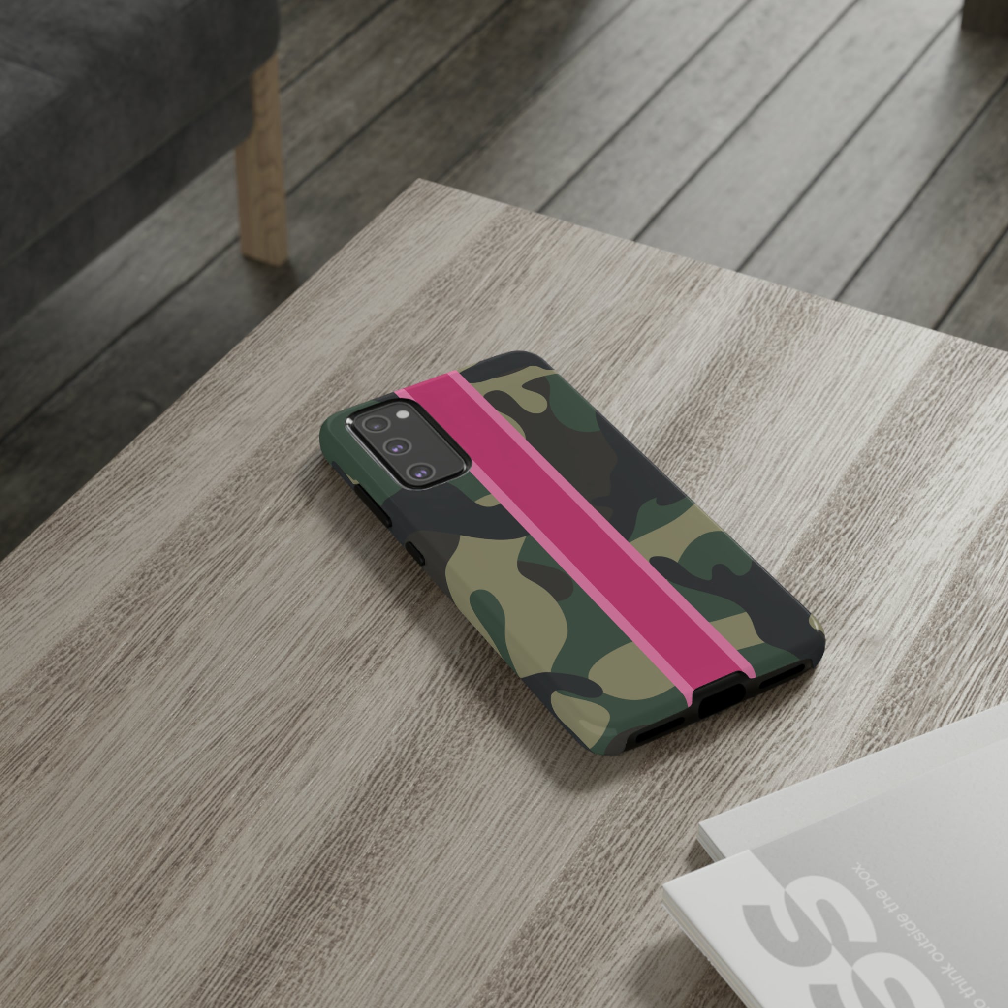 Camo Pink Stripe Tough Cell Phone Cases