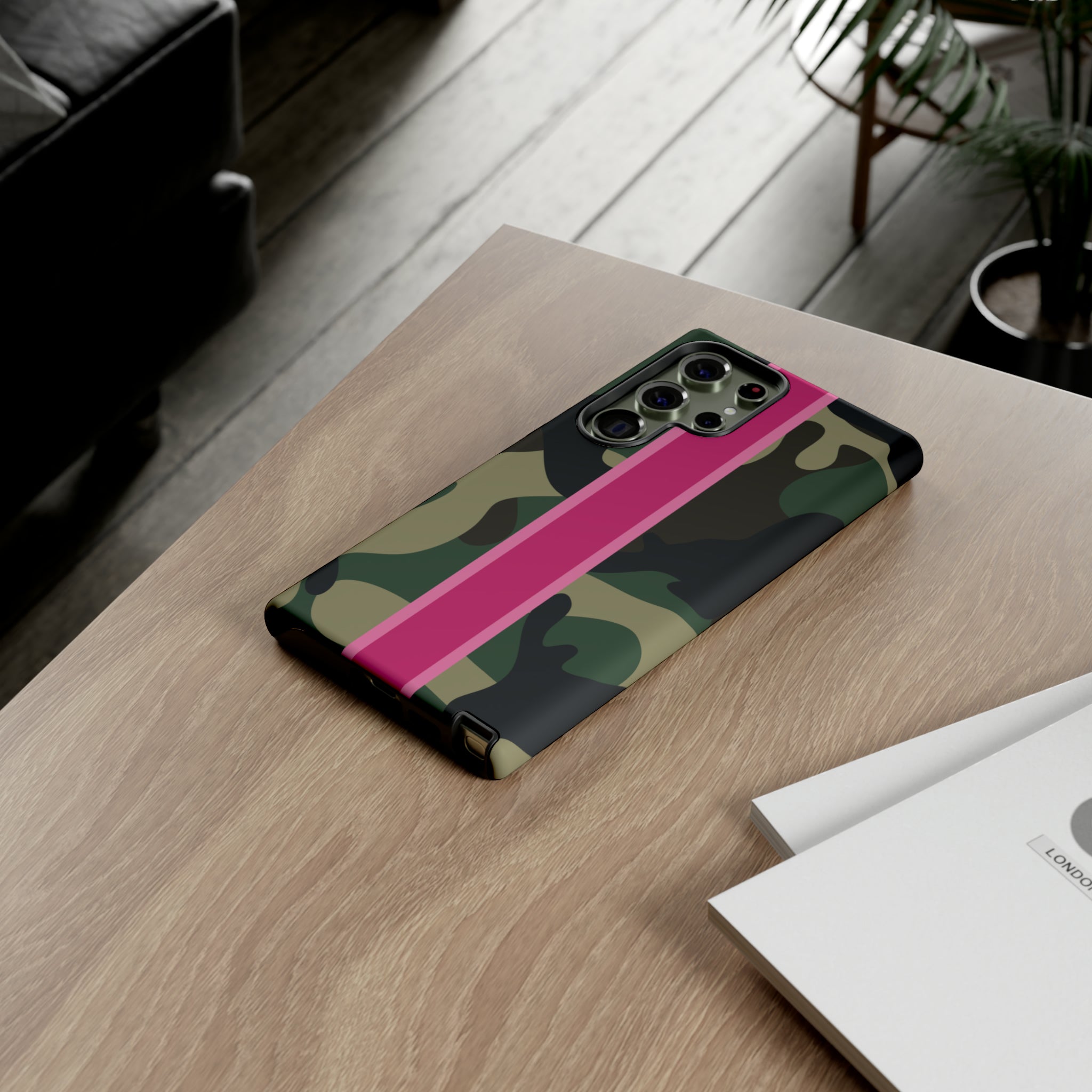 Camo Pink Stripe Tough Cell Phone Cases