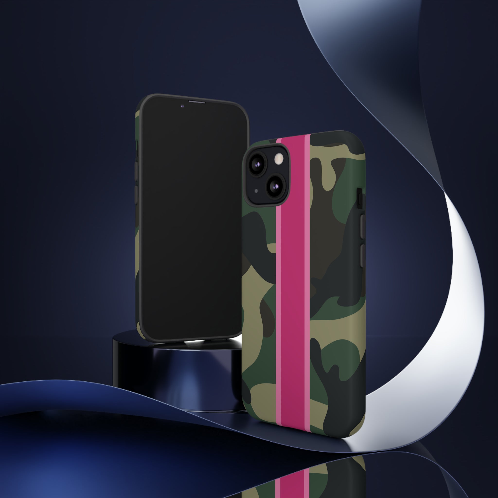 Camo Pink Stripe Tough Cell Phone Cases