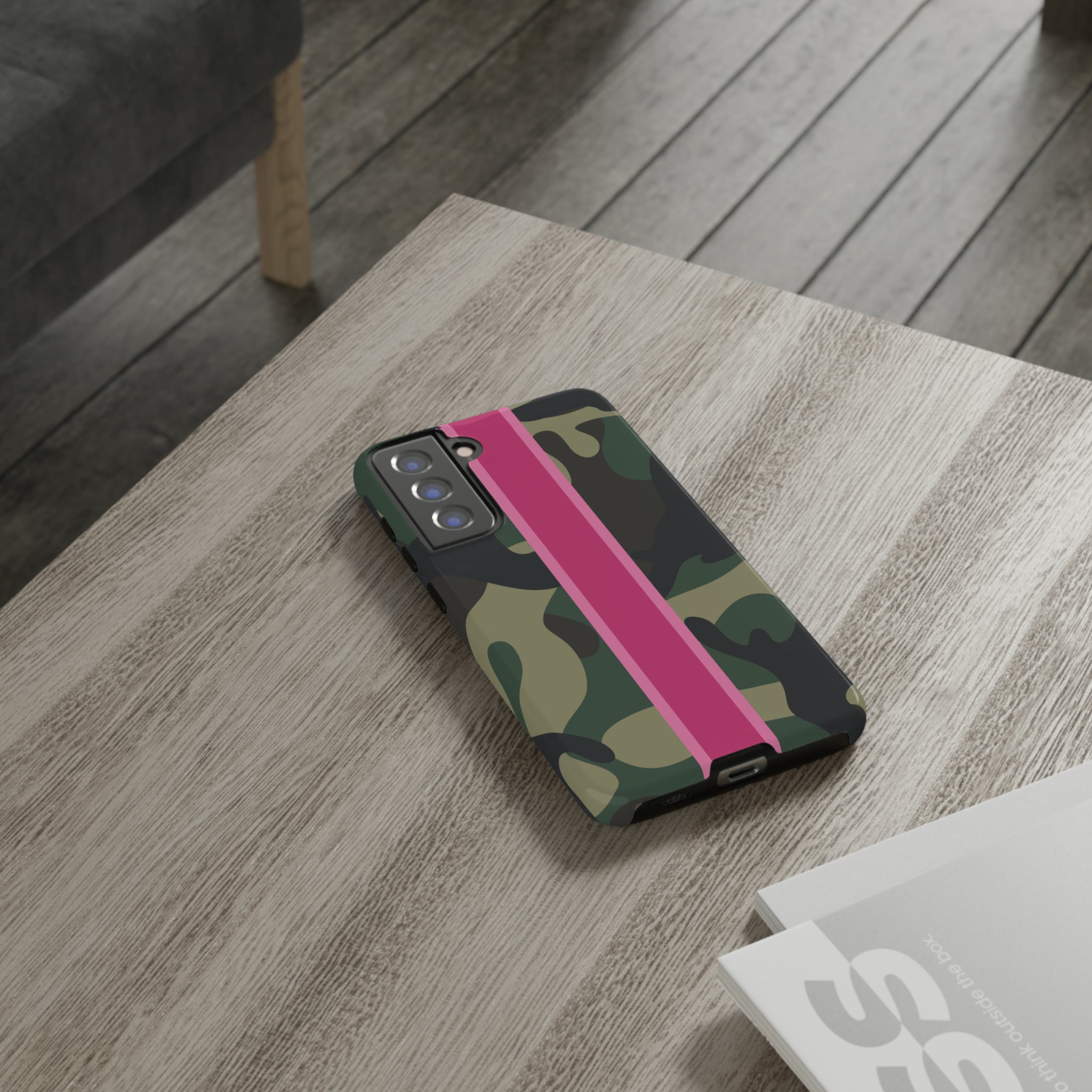 Camo Pink Stripe Tough Cell Phone Cases