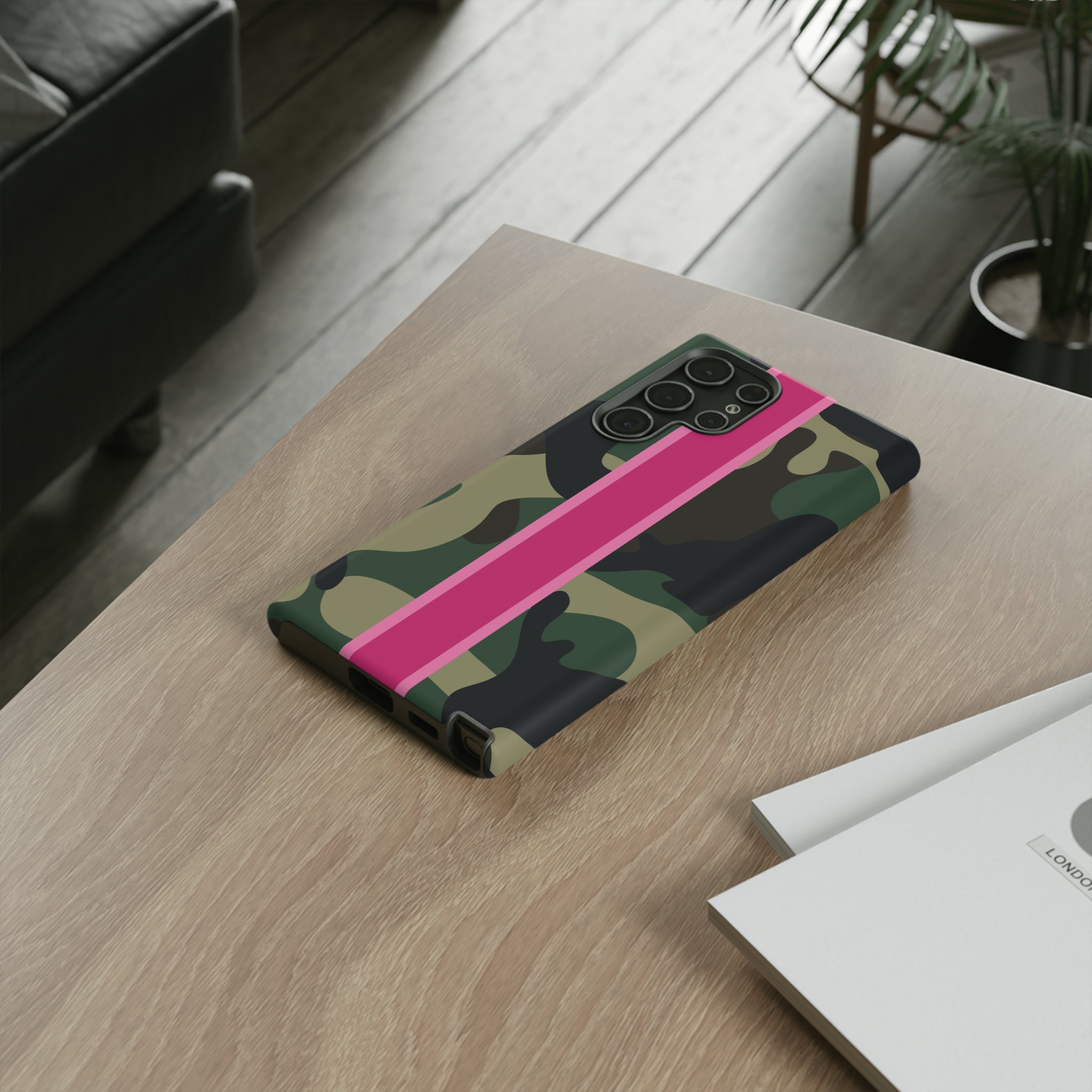 Camo Pink Stripe Tough Cell Phone Cases