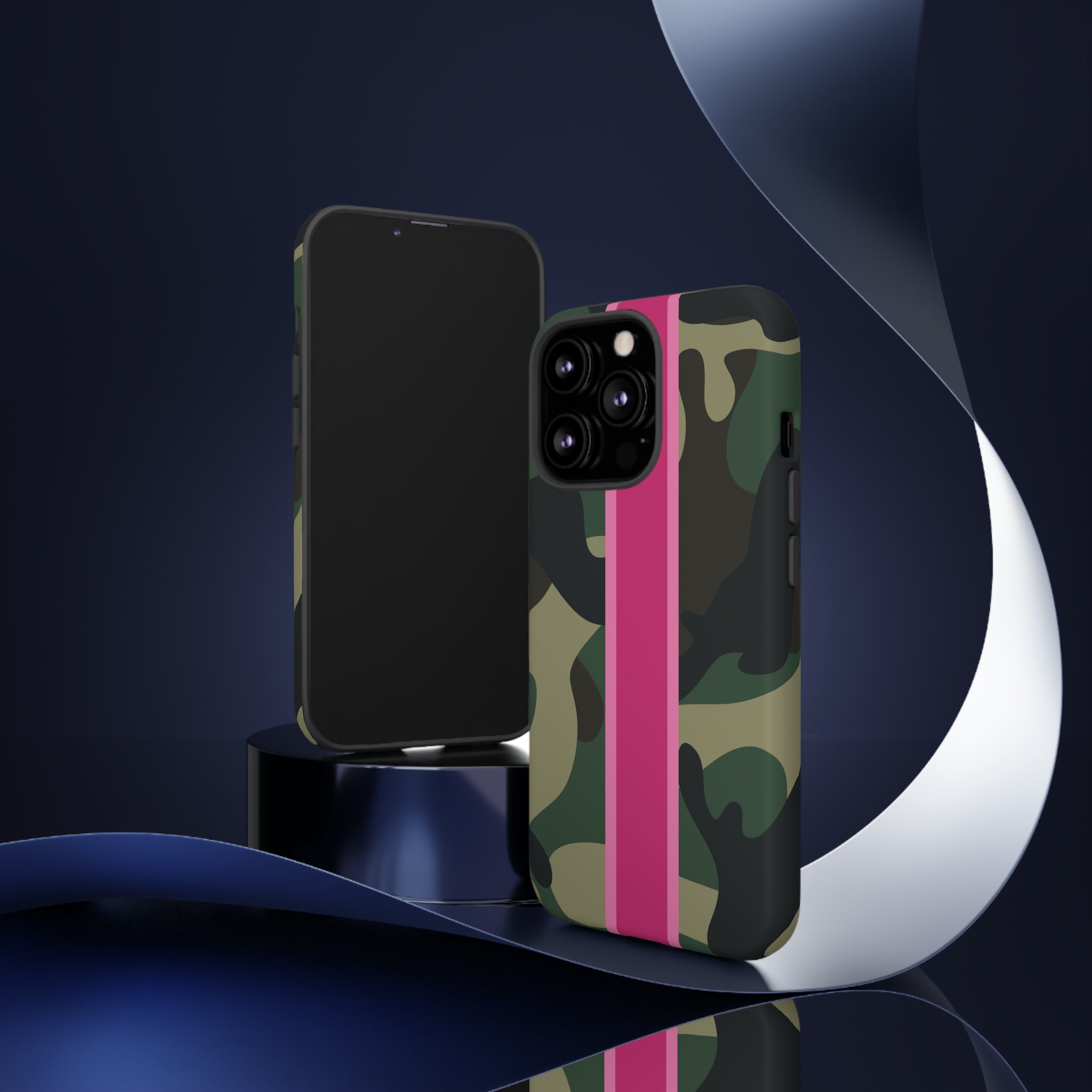 Camo Pink Stripe Tough Cell Phone Cases