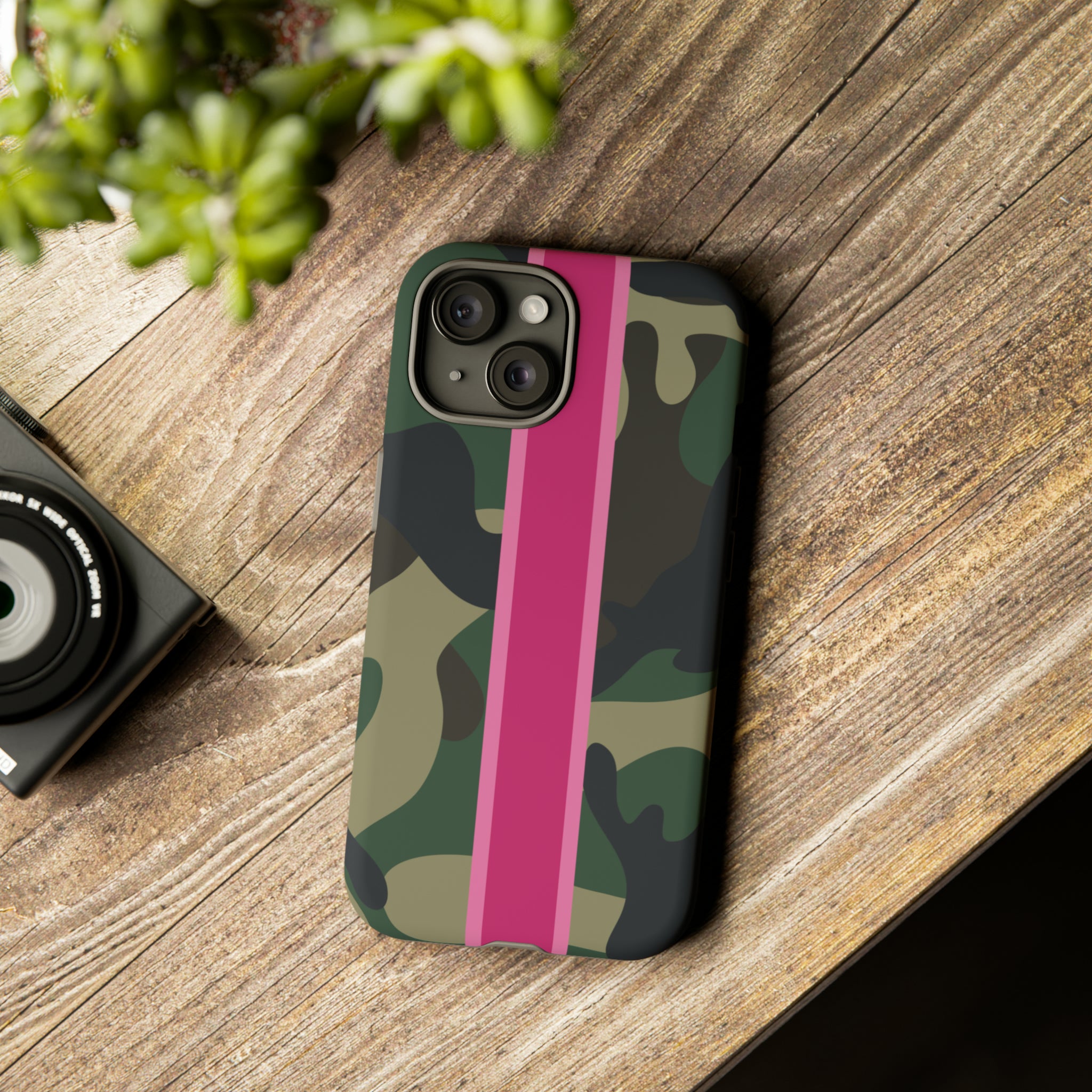 Camo Pink Stripe Tough Cell Phone Cases