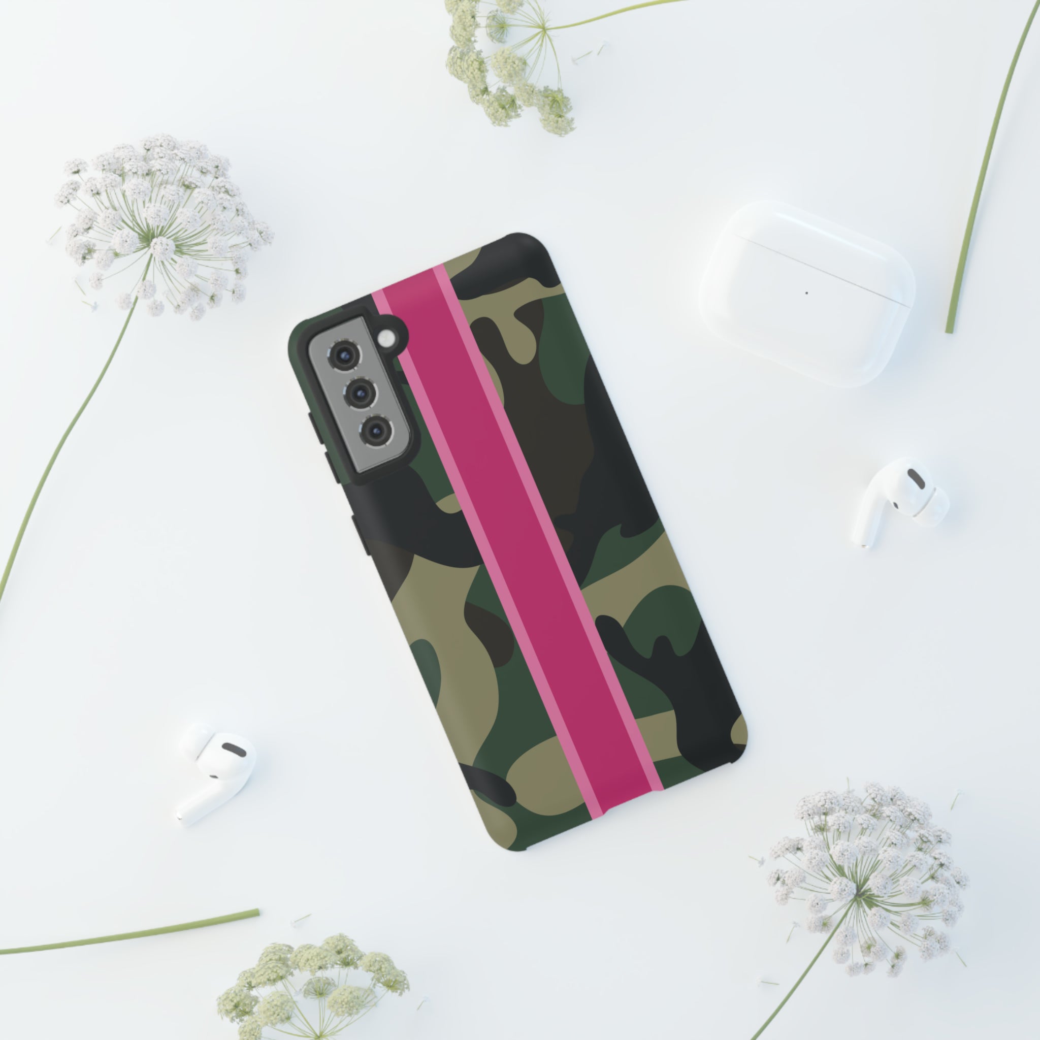 Camo Pink Stripe Tough Cell Phone Cases