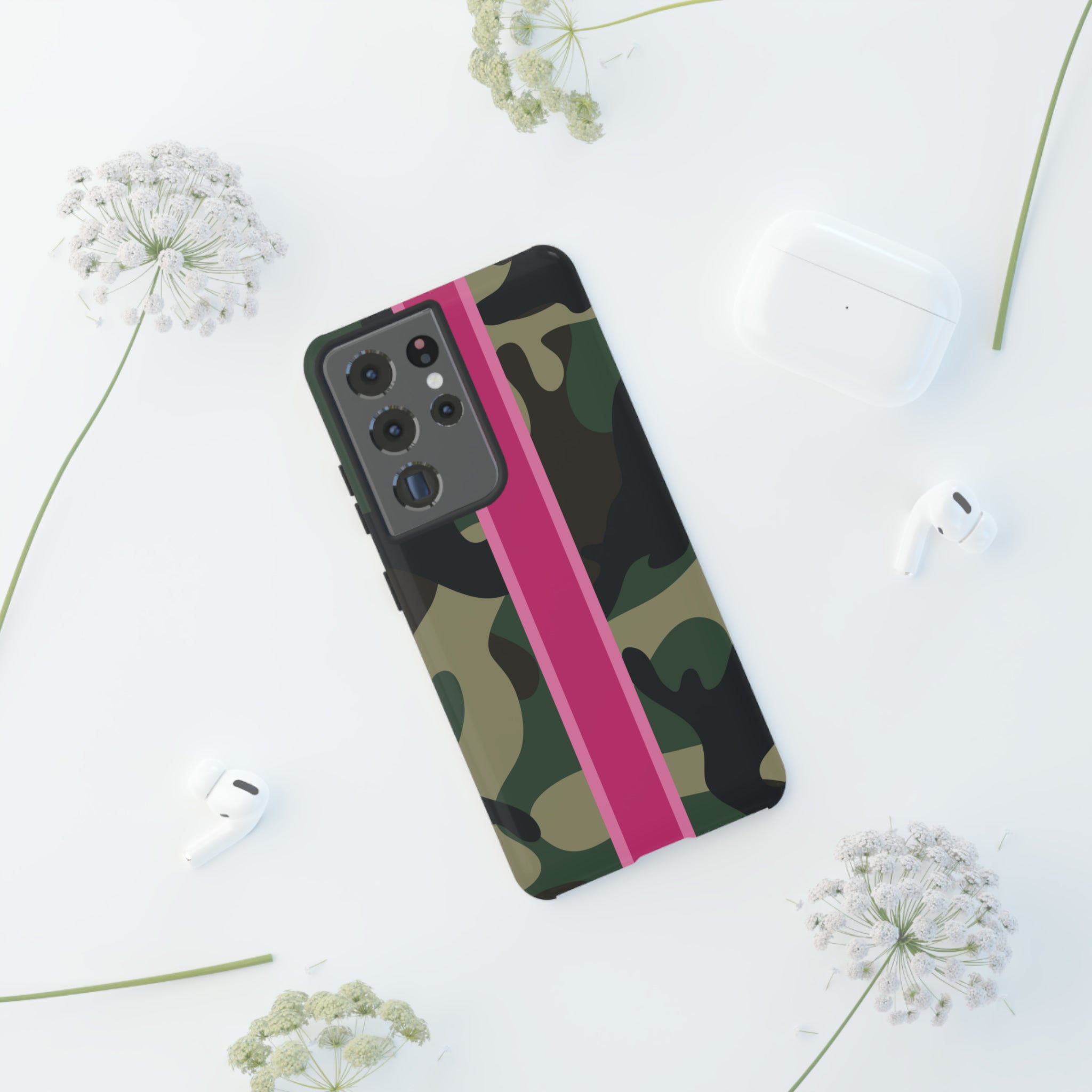 Camo Pink Stripe Tough Cell Phone Cases