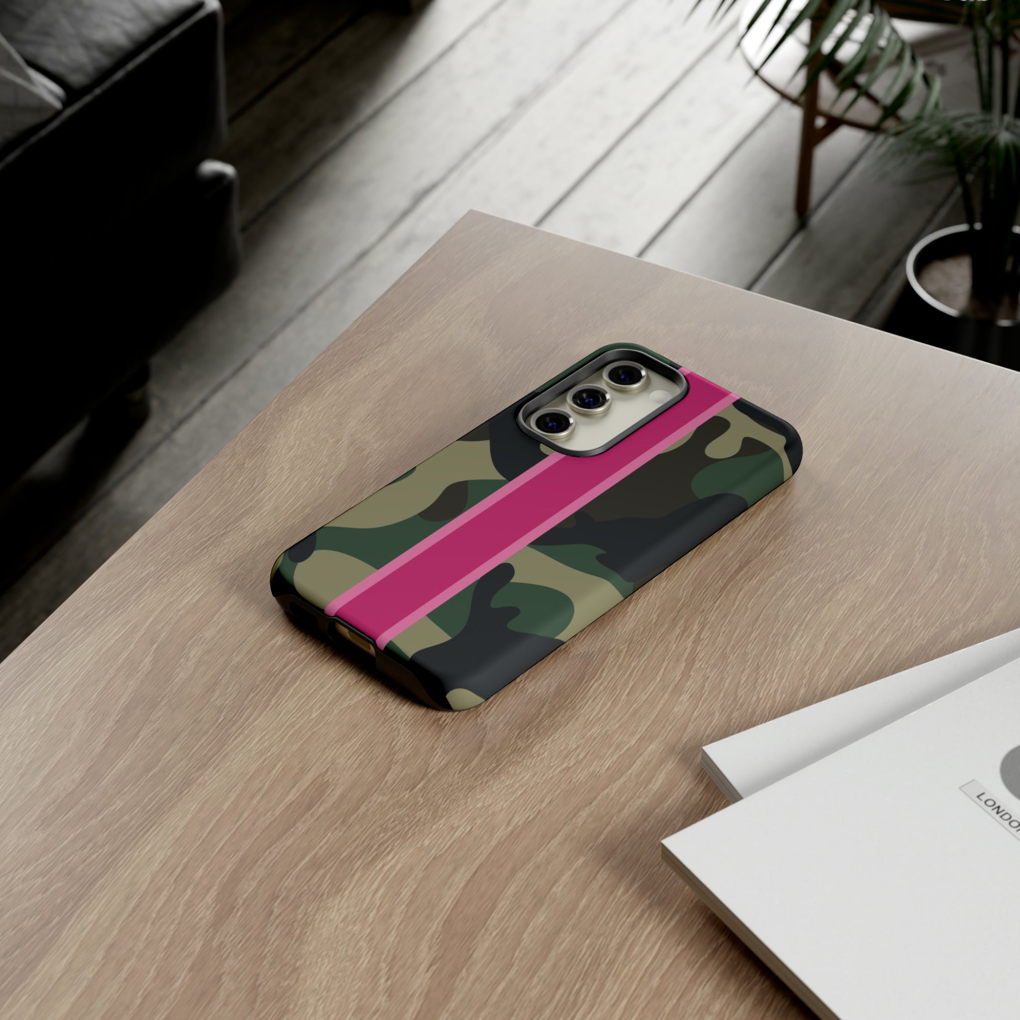 Camo Pink Stripe Tough Cell Phone Cases