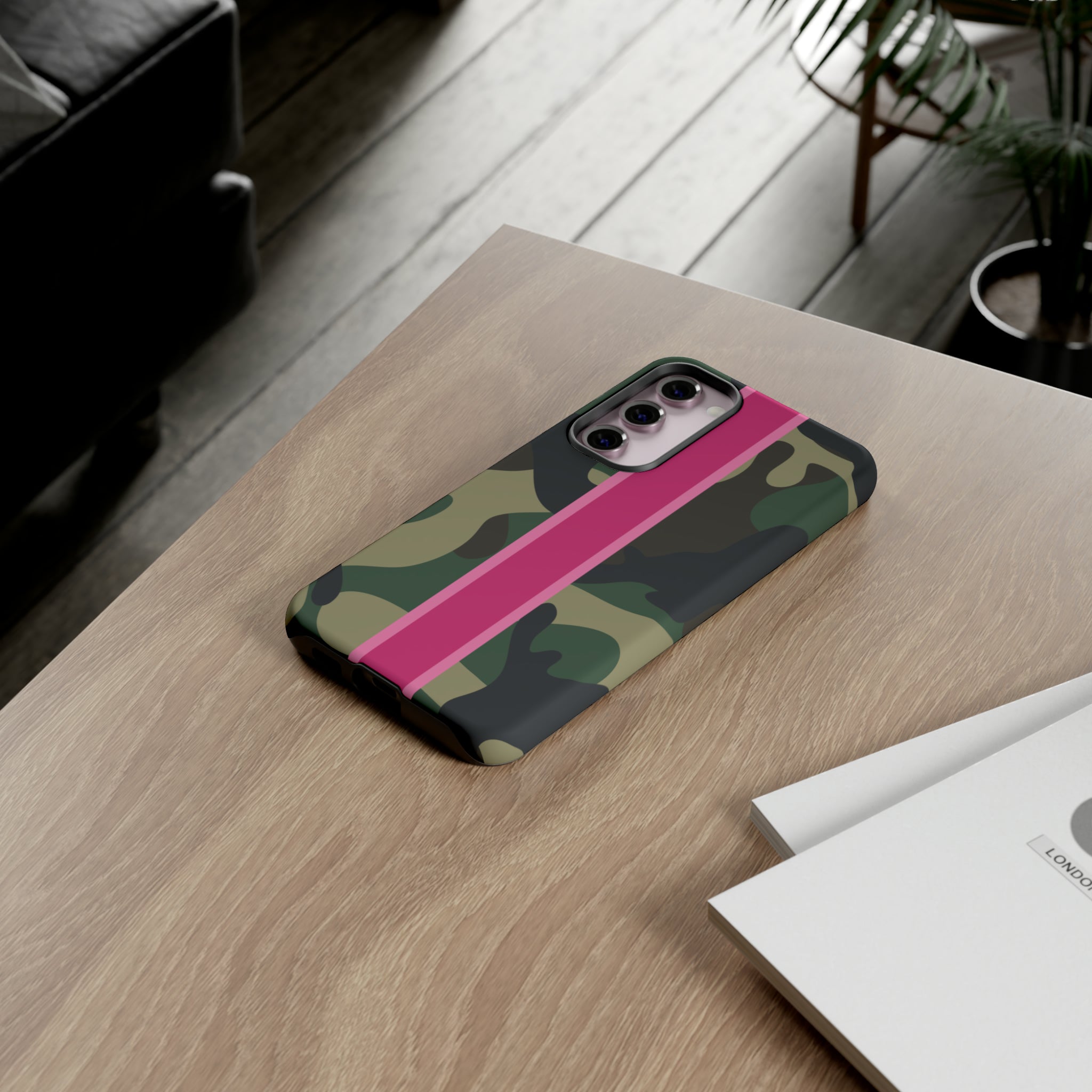 Camo Pink Stripe Tough Cell Phone Cases