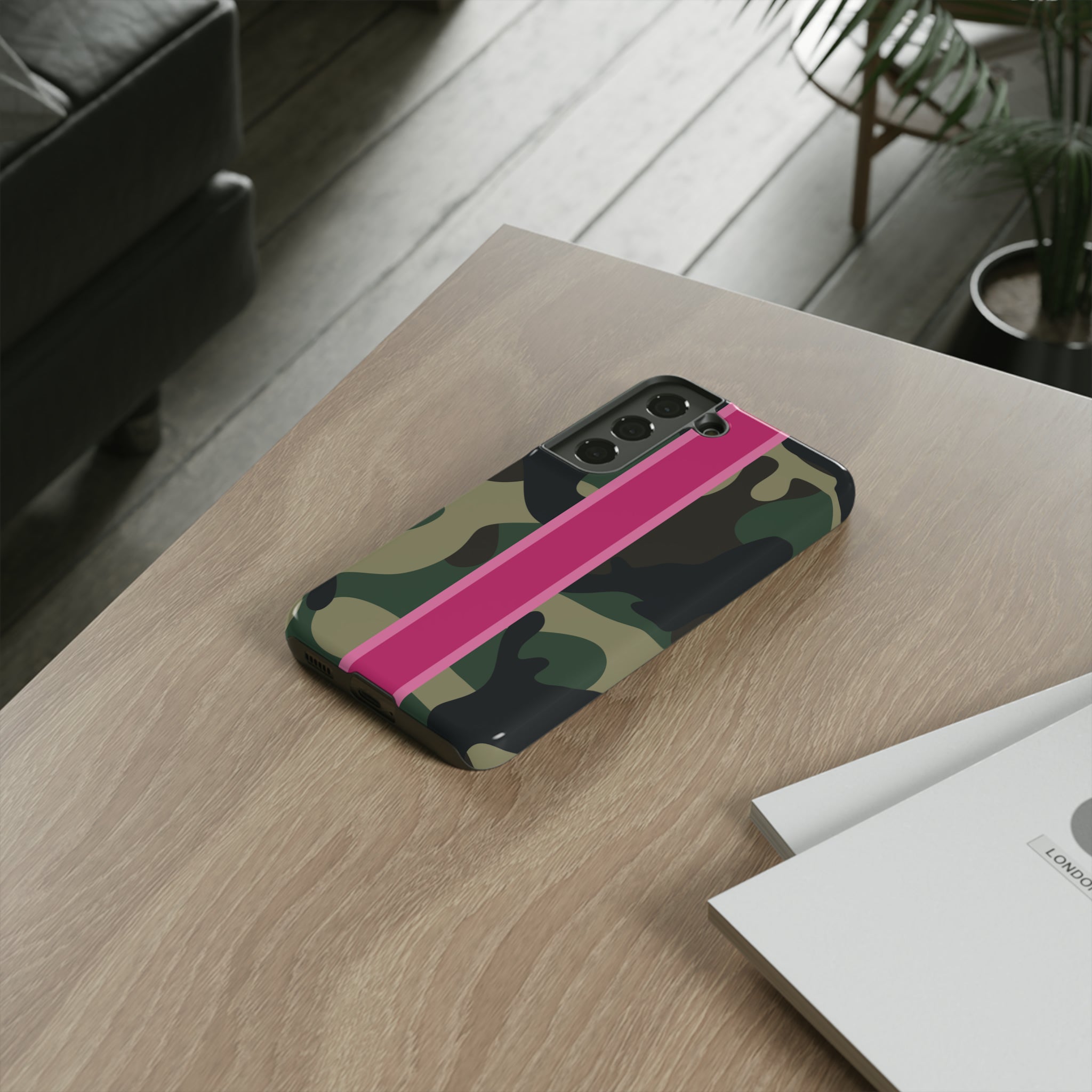 Camo Pink Stripe Tough Cell Phone Cases