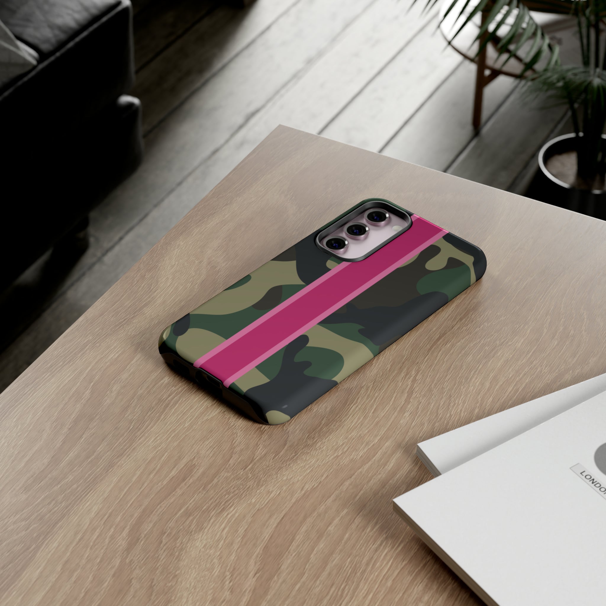 Camo Pink Stripe Tough Cell Phone Cases