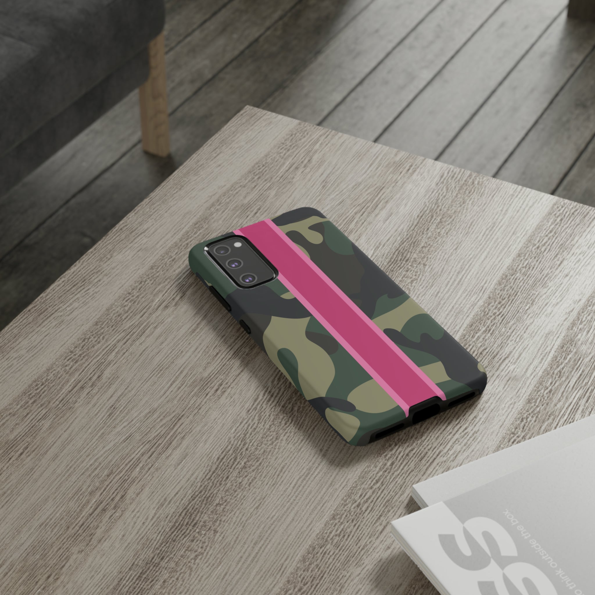 Camo Pink Stripe Tough Cell Phone Cases