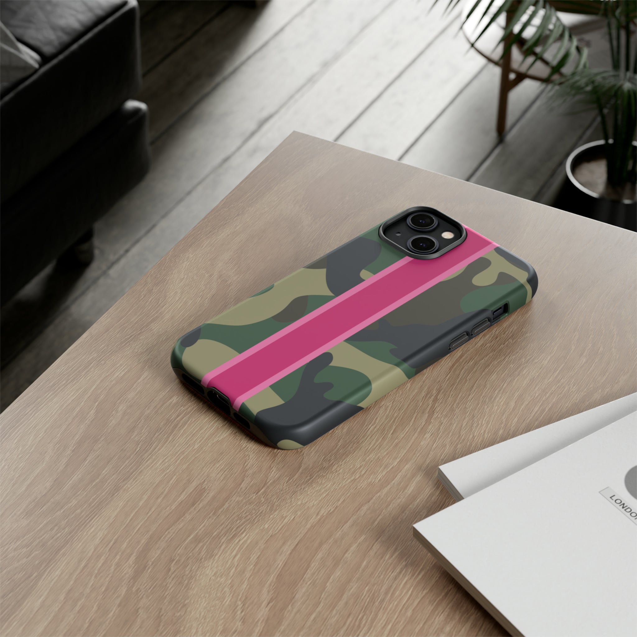 Camo Pink Stripe Tough Cell Phone Cases