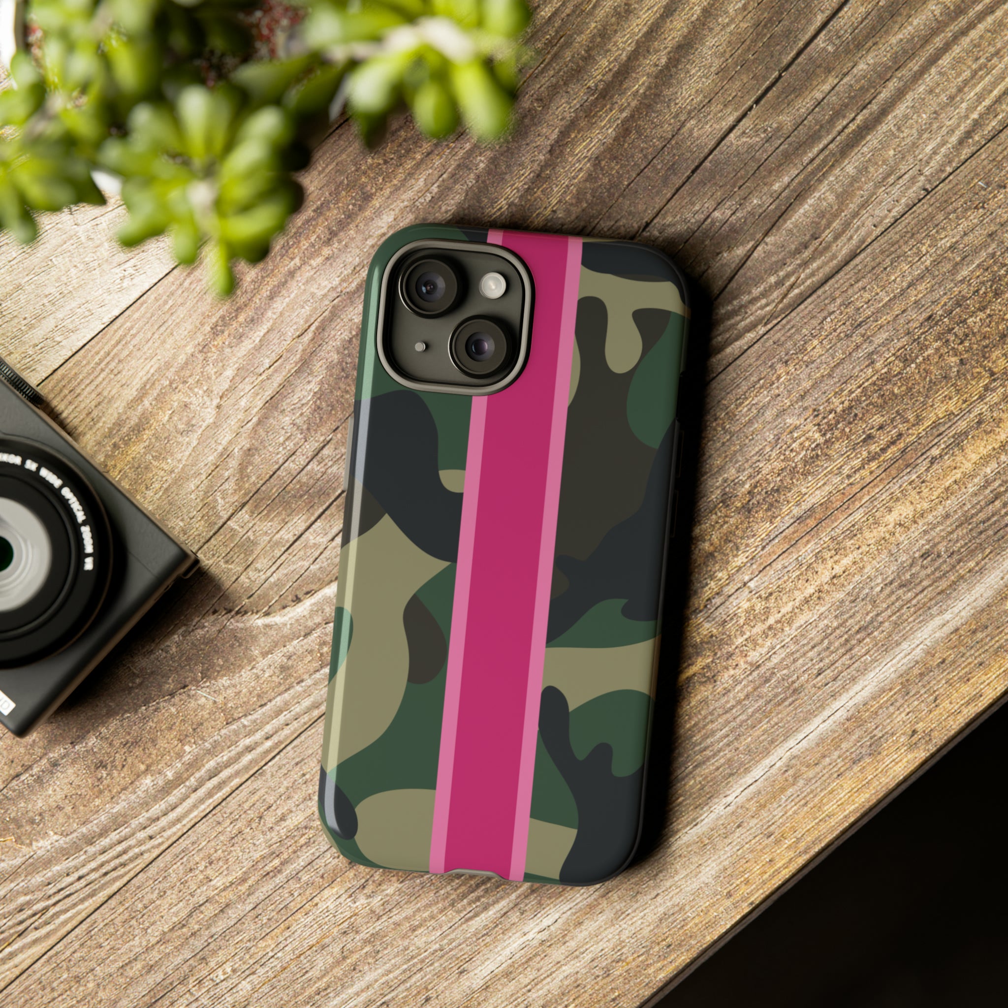 Camo Pink Stripe Tough Cell Phone Cases