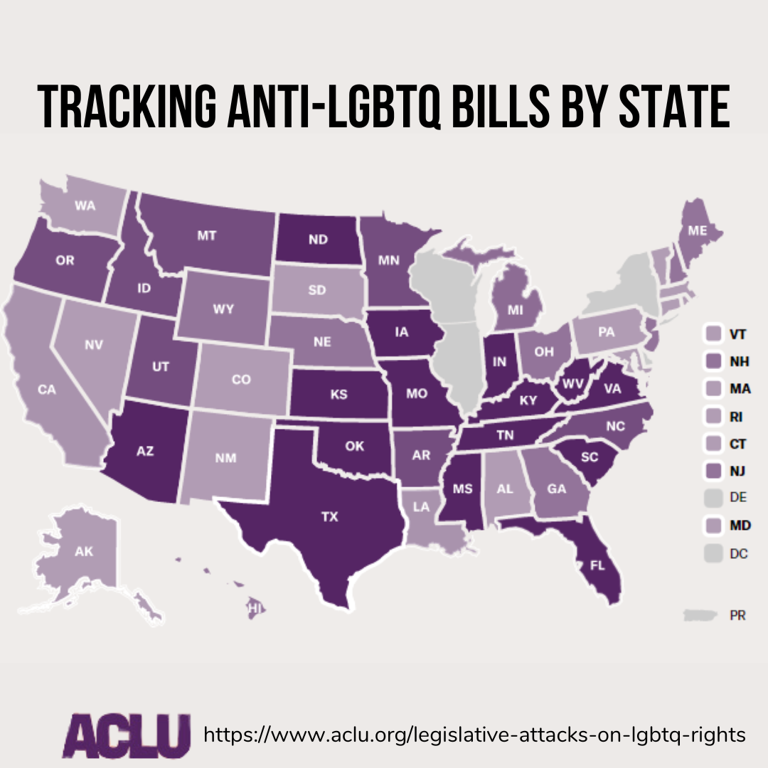The ACLU is tracking Anti-LGBTQIA+ Bills by State. Find out about the bills in your state.