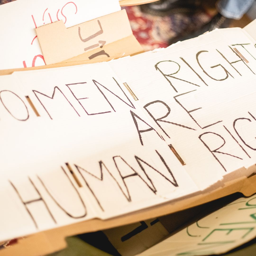 Women's Rights Are Human Rights Protest Sign