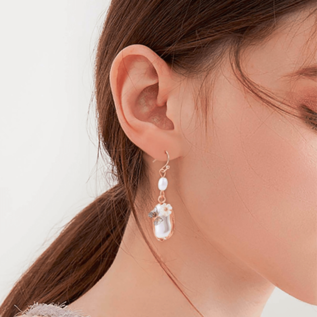 Butterfly Pearl Shell Drop Earrings - The Kindness Cause