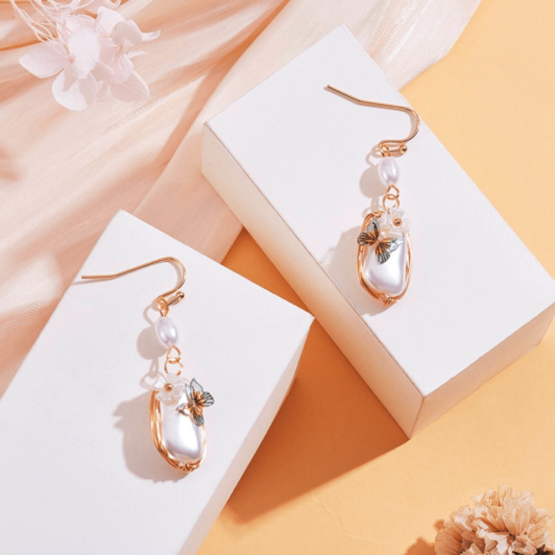 Butterfly Pearl Shell Drop Earrings - The Kindness Cause