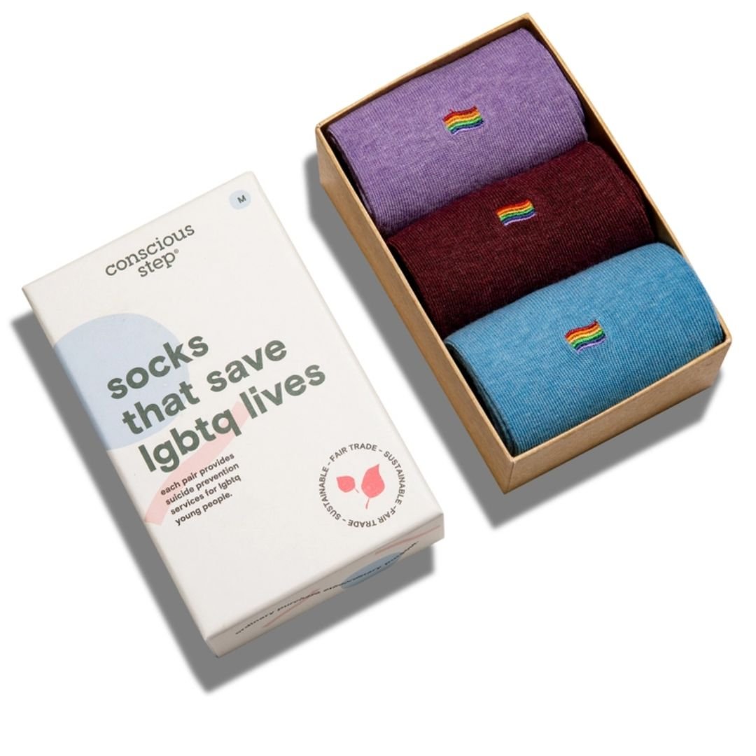 Conscious Step Boxed Set Crew Socks That Save LGBTQ Lives - The Kindness Cause