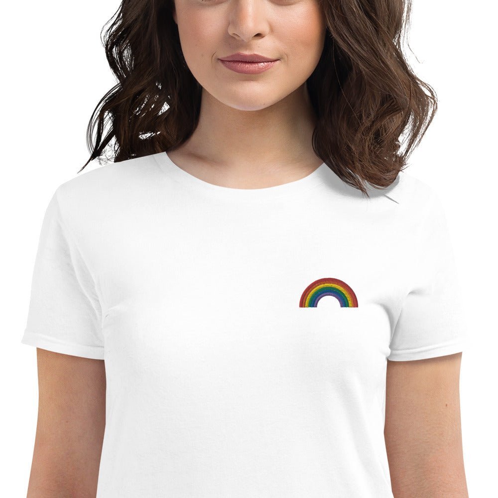 Embroidered Rainbow Women's Fitted Short Sleeve T-shirt - The Kindness Cause