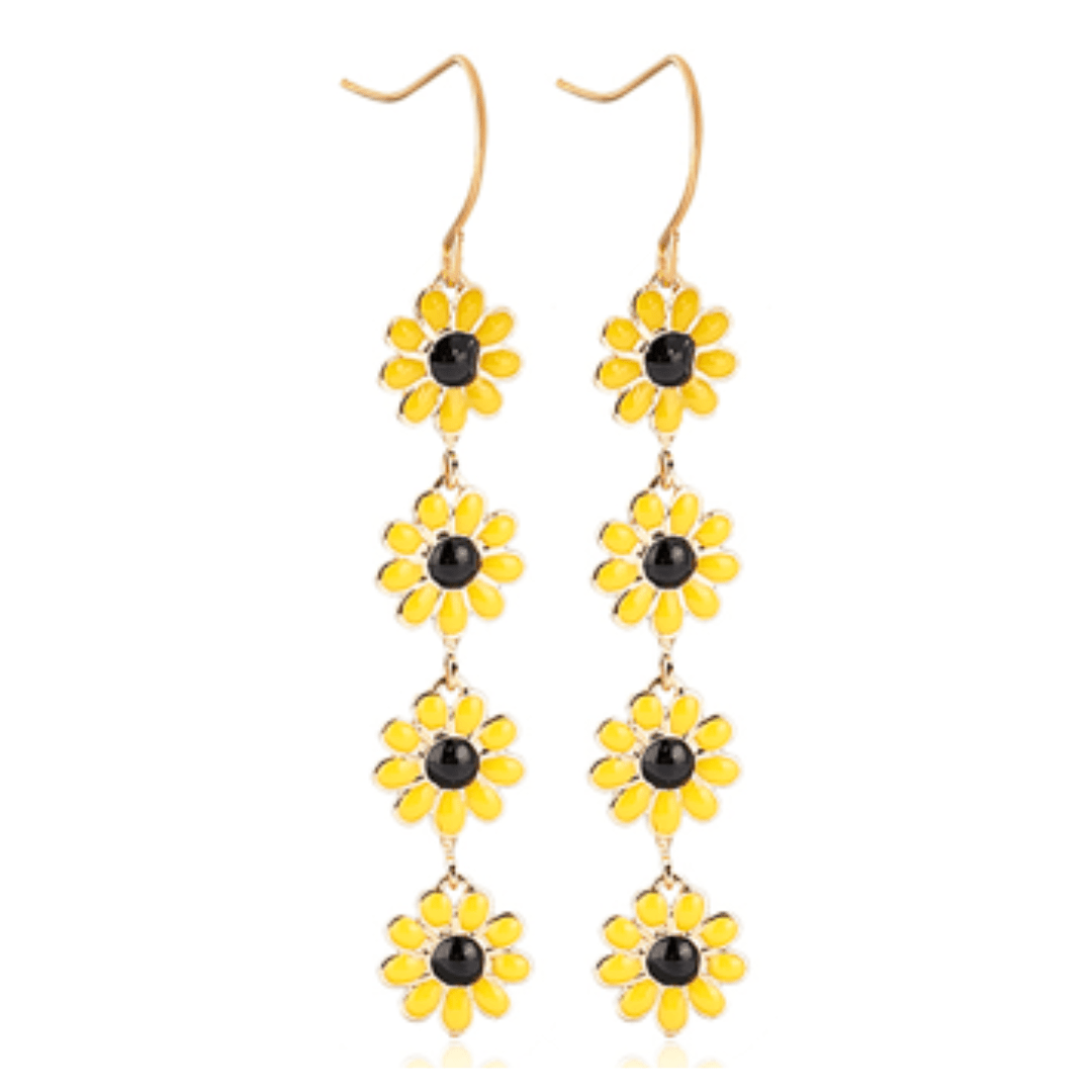 Enamel Daisy Flower Drop Earrings - The Kindness Cause