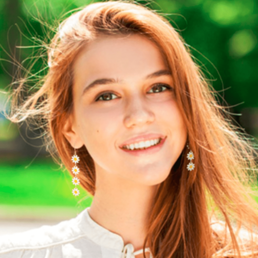 Enamel Daisy Flower Drop Earrings - The Kindness Cause
