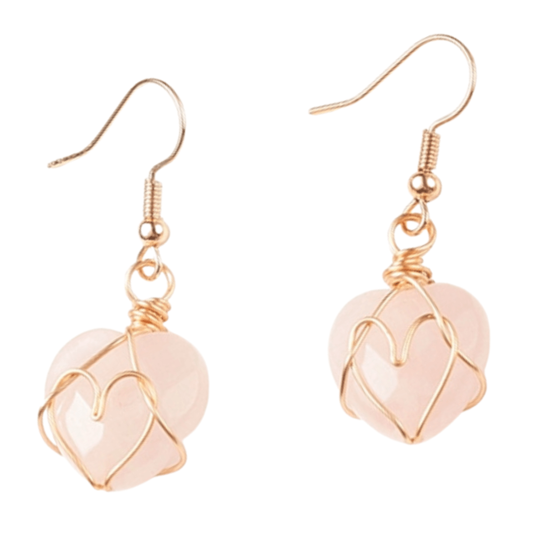 Gemstone Heart Wire Wrap Drop Earrings - The Kindness Cause