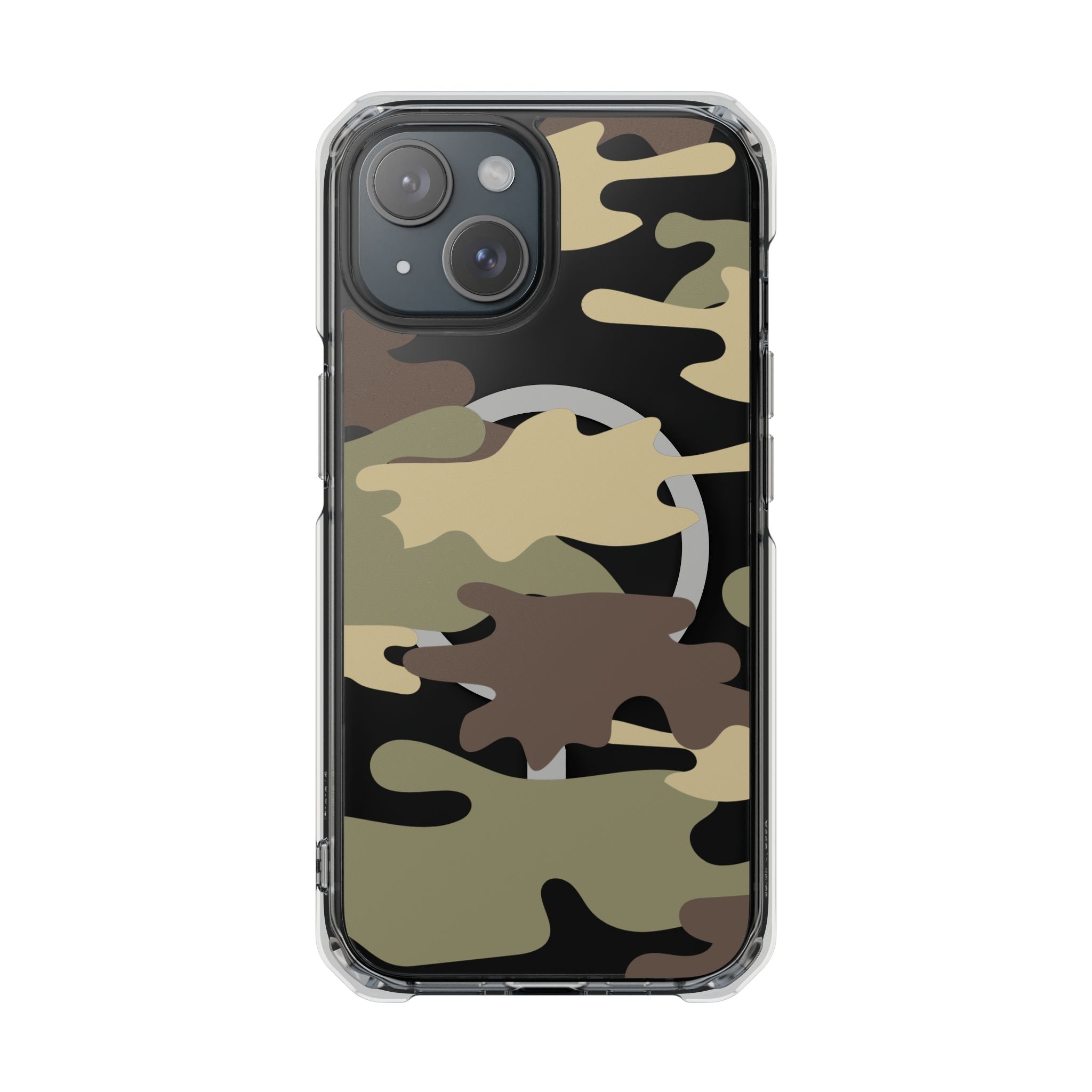 Green & Brown Camo Magnetic Clear Impact Phone Cases - The Kindness Cause