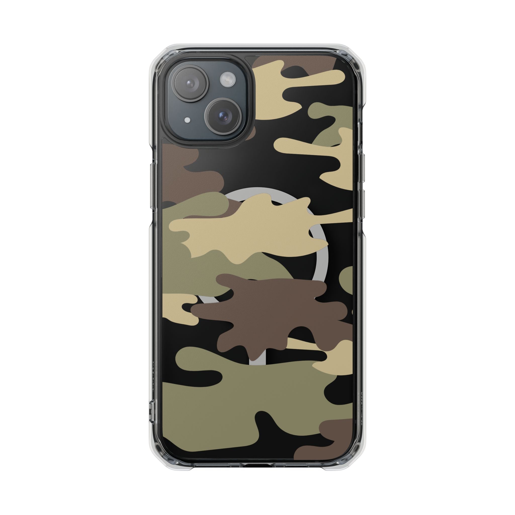 Green & Brown Camo Magnetic Clear Impact Phone Cases - The Kindness Cause