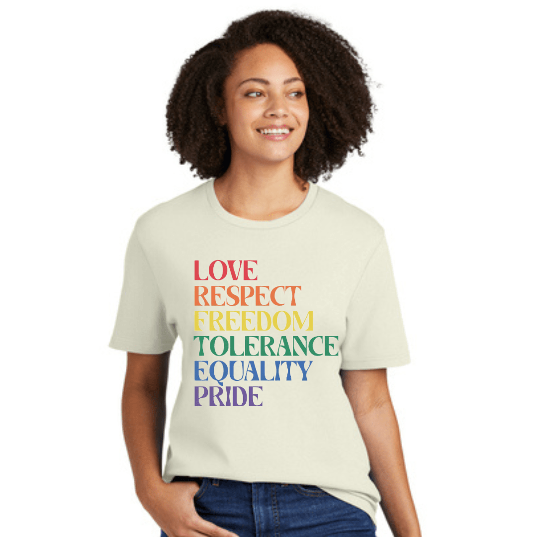 Love Respect Freedom Tolerance Equality Pride Organic Cotton T-Shirt - The Kindness Cause