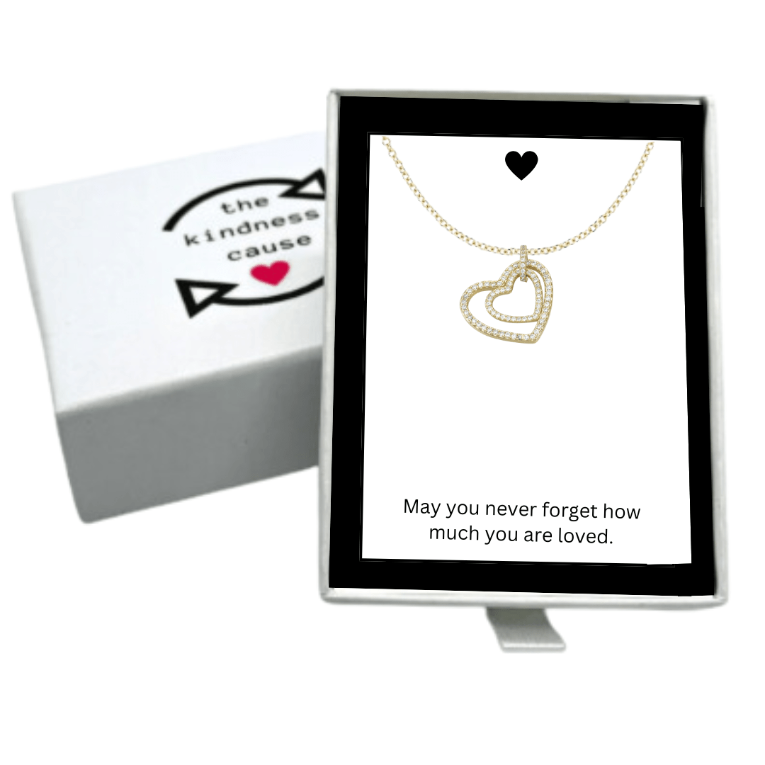Micro Pave Cubic Zirconia Double Heart Pendant Necklace - The Kindness Cause