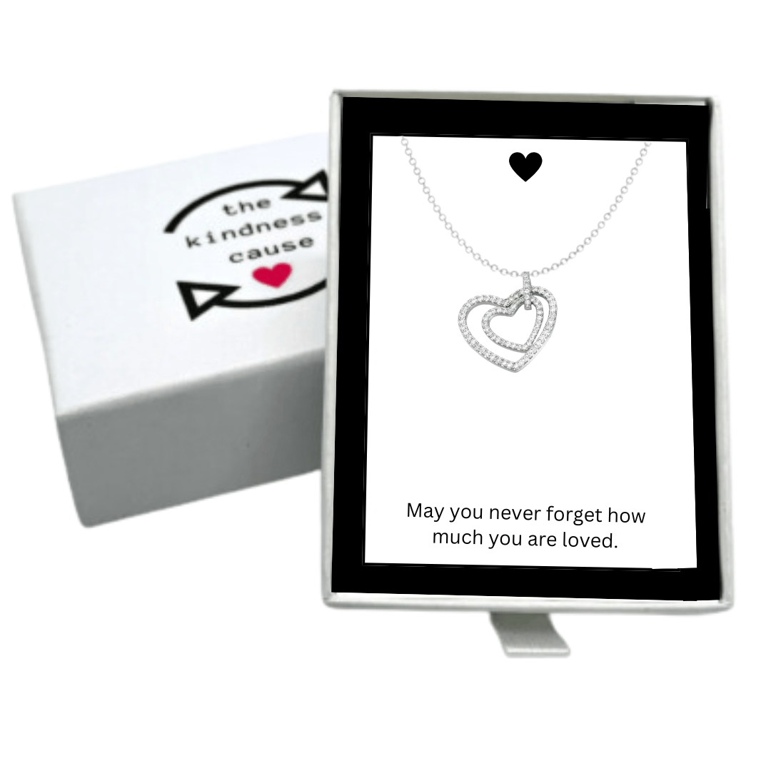 Micro Pave Cubic Zirconia Double Heart Pendant Necklace - The Kindness Cause