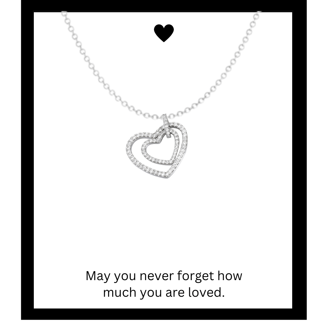 Micro Pave Cubic Zirconia Double Heart Pendant Necklace - The Kindness Cause