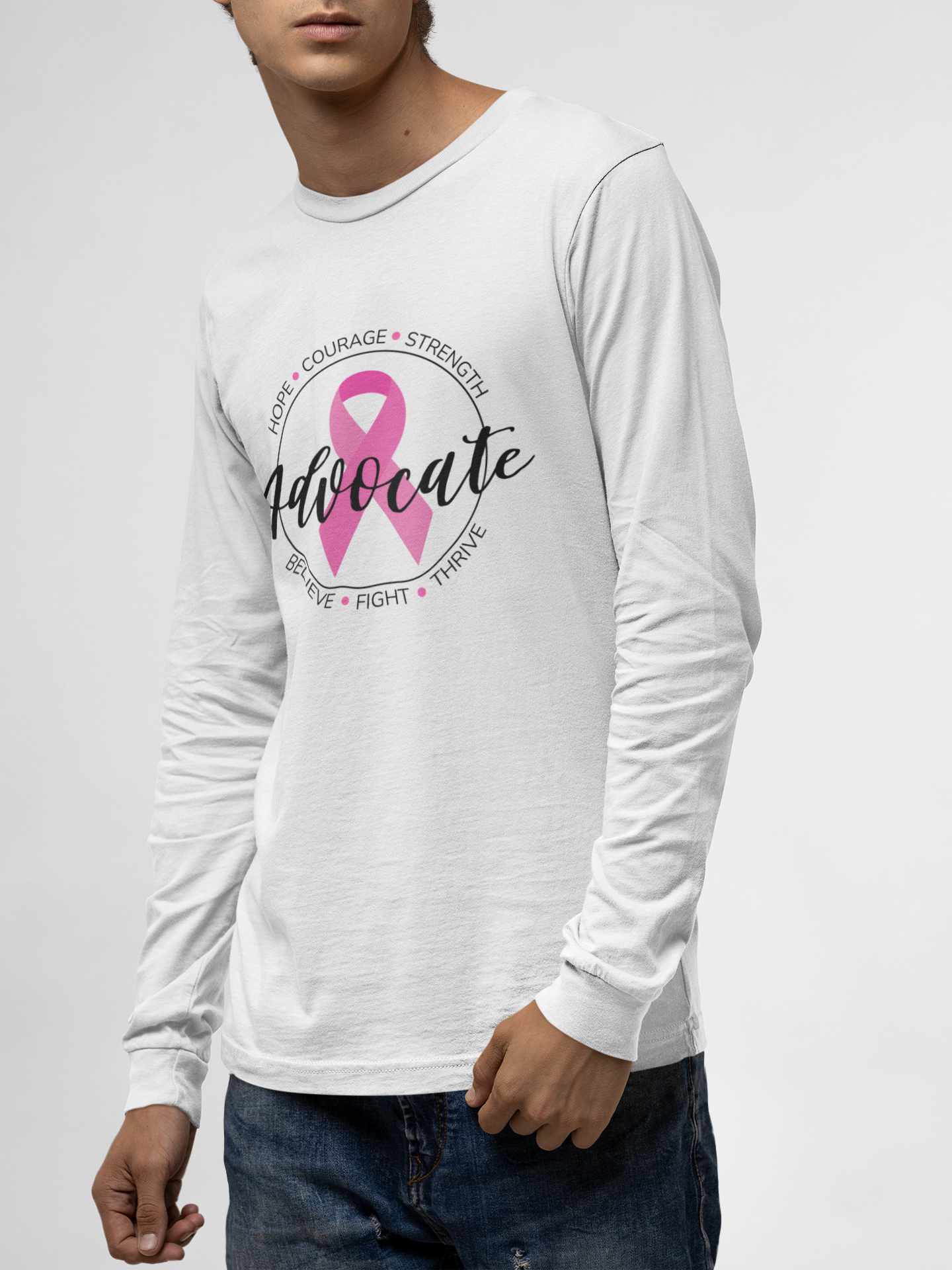 Breast Cancer Advocate Long Sleeve Jersey Tee