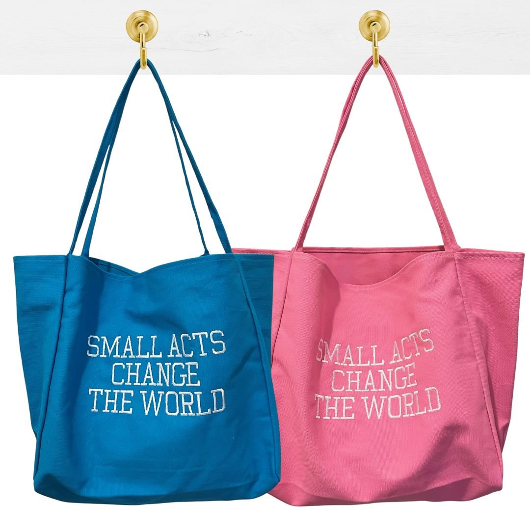 Small Acts Change The World Embroidered Large Tote Bag - The Kindness Cause