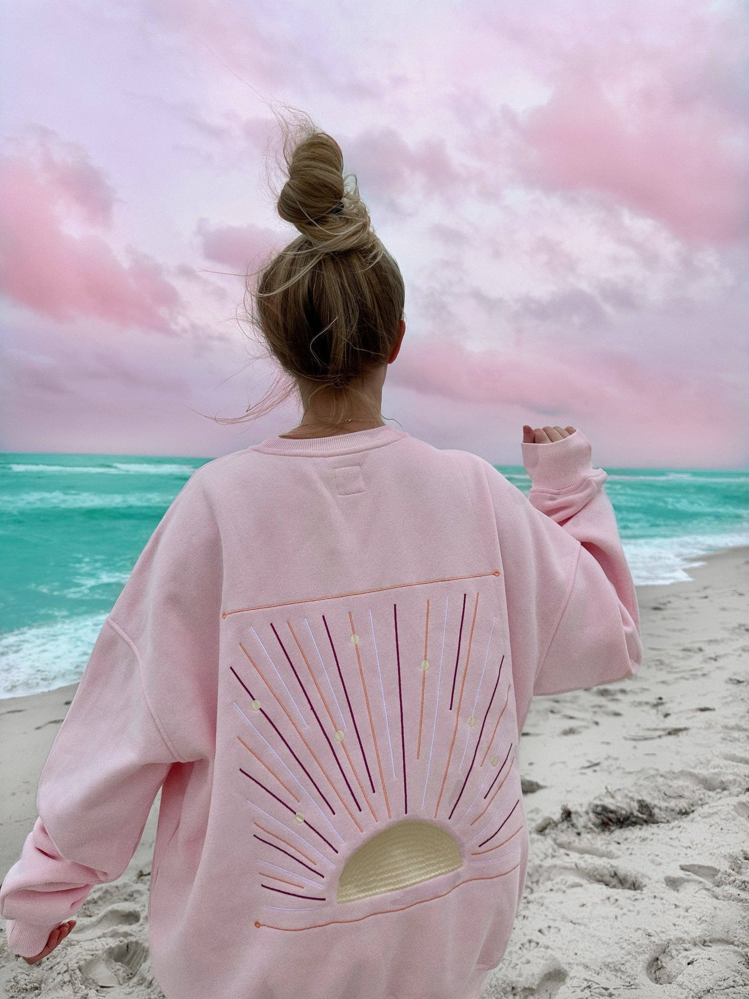 Sunset Rays Embroidered Sweatshirt - The Kindness Cause