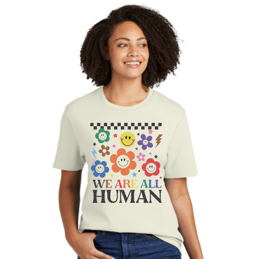 We Are All Human Happy Face Organic Cotton T-Shirt - The Kindness Cause