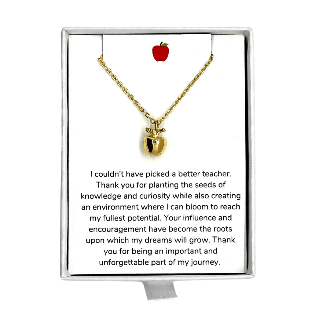 18K Gold Plated Apple Teacher Necklace - The Kindness Cause