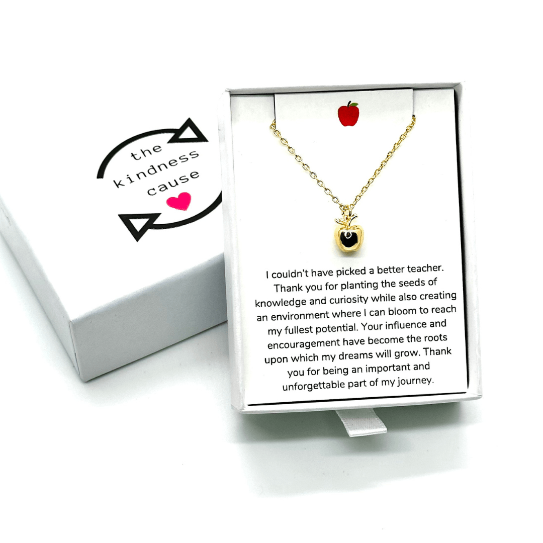 18K Gold Plated Apple Teacher Necklace - The Kindness Cause