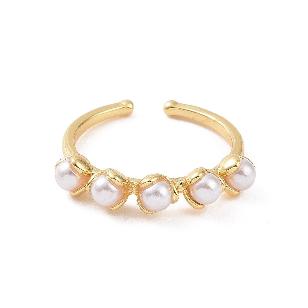 18K Gold Plated Flower Pearl Adjustable Ring - The Kindness Cause