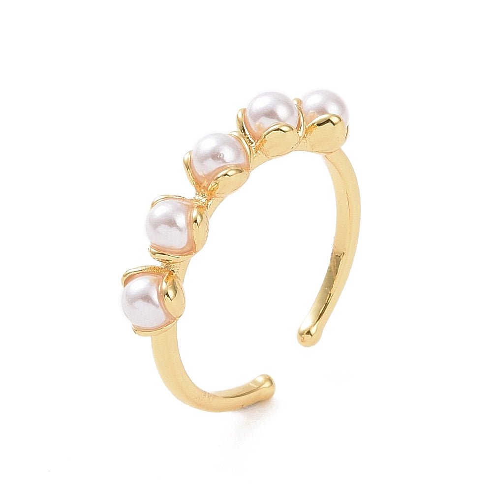 18K Gold Plated Flower Pearl Adjustable Ring - The Kindness Cause