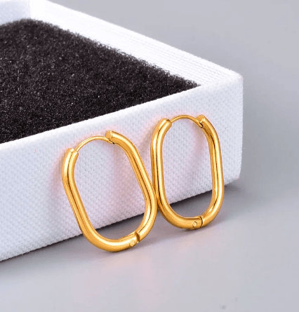 18K Gold Plated Oval Huggie Hoop Earrings - The Kindness Cause