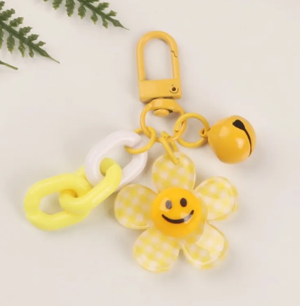Happy Face Flower Bag Charm & Keychain