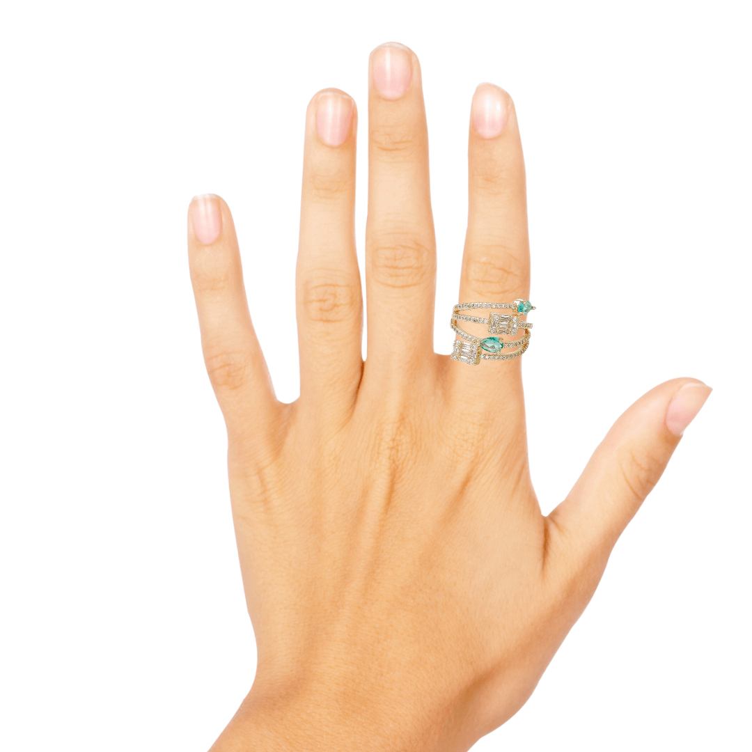 Aquamarine & Cubic Zirconium 18K Gold Plated Adjustable Ring - The Kindness Cause