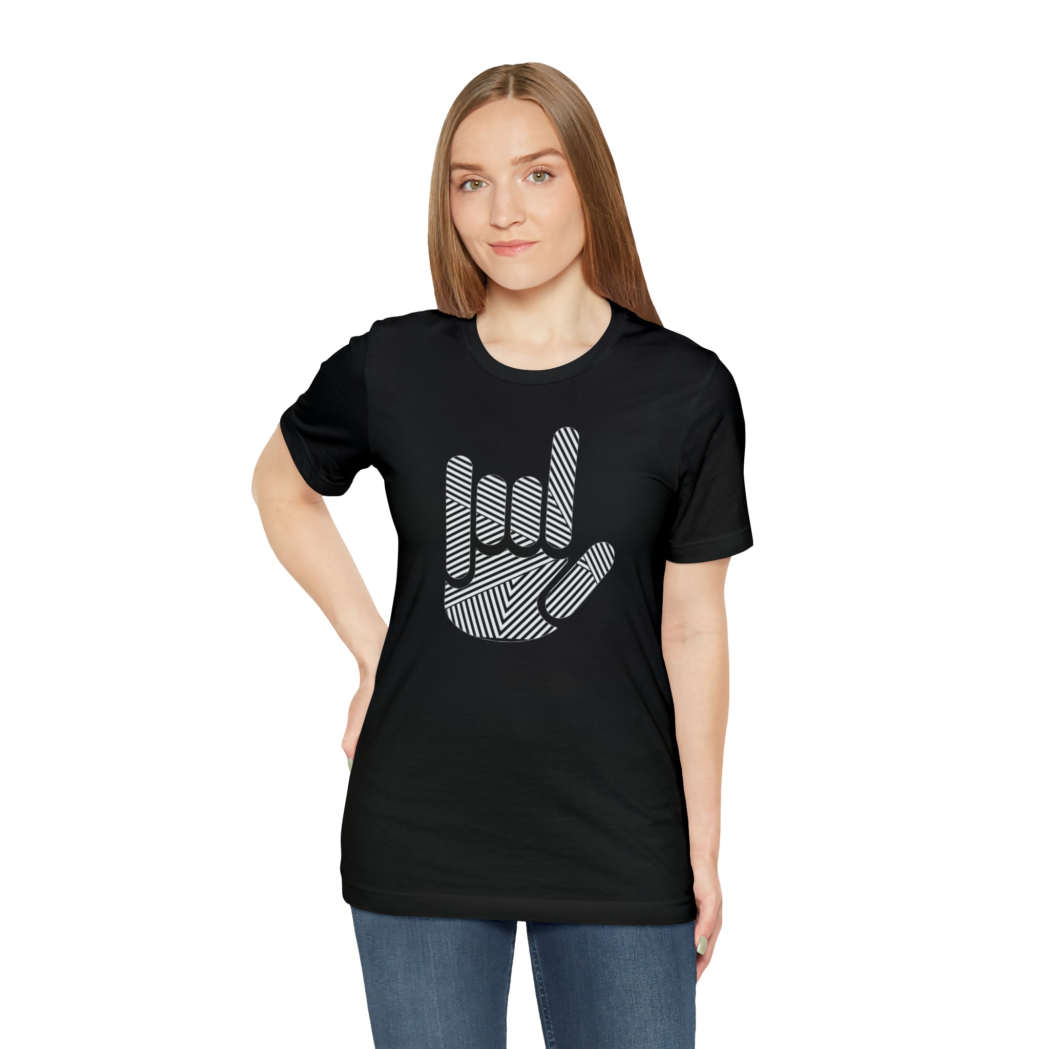 ASL I Love You Stripe Hand Unisex Jersey Short Sleeve Tee - The Kindness Cause