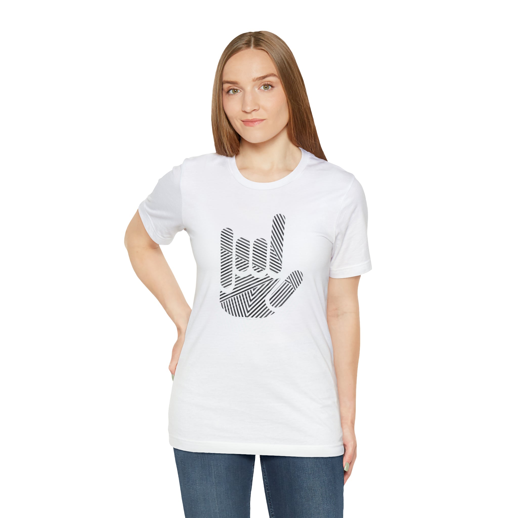 ASL I Love You Stripe Hand Unisex Jersey Short Sleeve Tee - The Kindness Cause