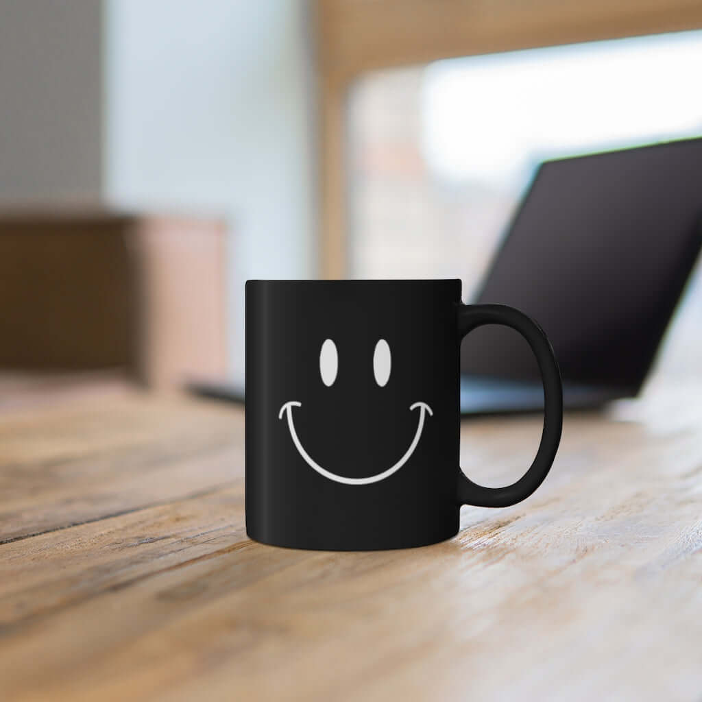 Be Happy 11 oz. Black Mug - The Kindness Cause