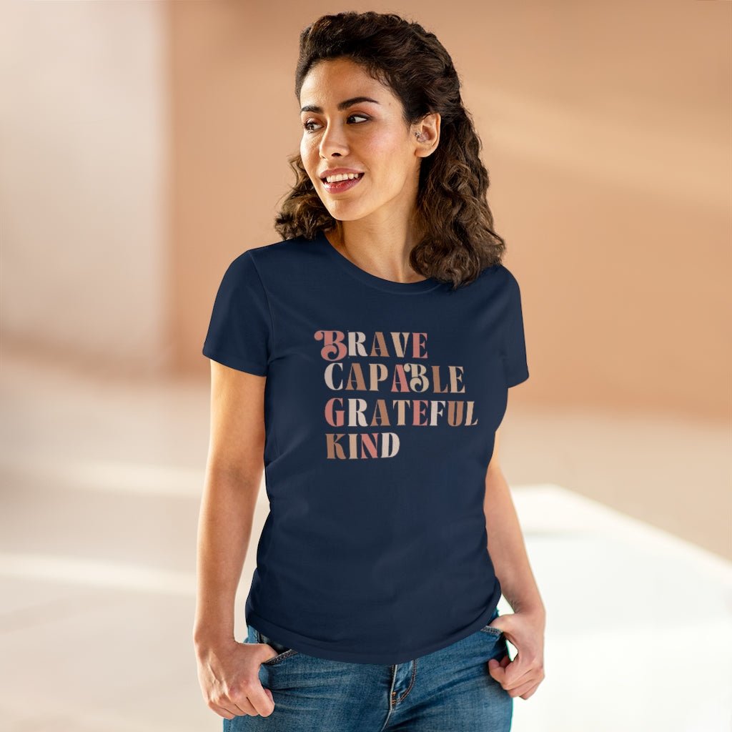 Brave, Capable, Grateful, and Kind Women's Tee - The Kindness Cause