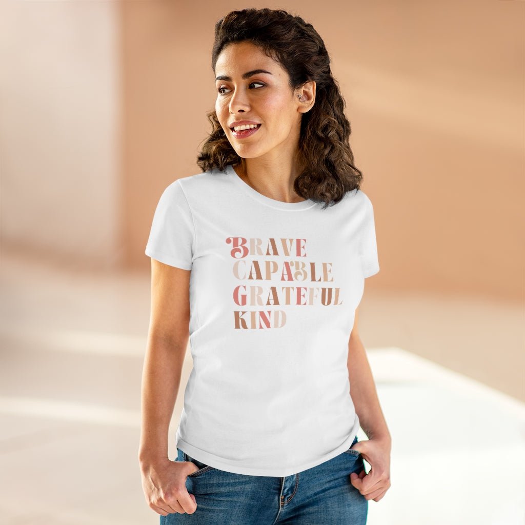 Brave, Capable, Grateful, and Kind Women's Tee - The Kindness Cause